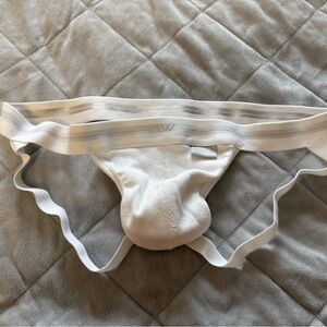 LVW White Ribbed Jockstrap